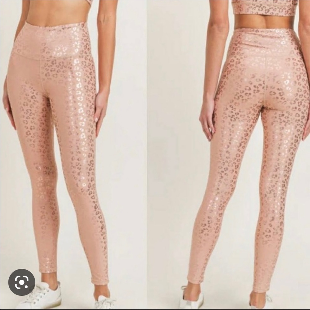 ZIYA rose gold cheetah print light and tight leggings